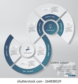 6 Steps chart template/graphic or website layout. Vector.