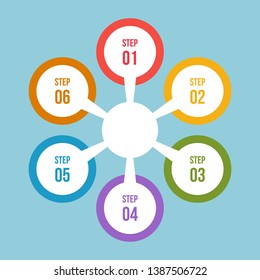 6 steps Circle chart, Circle infographic or Circular diagram