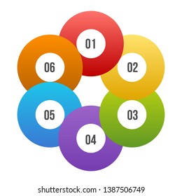 6 steps Circle chart, Circle infographic or Circular diagram