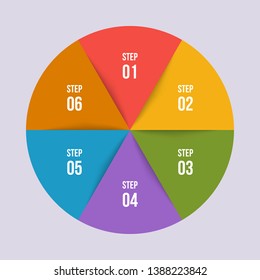 6 steps Circle chart, Circle infographic or Circular diagram