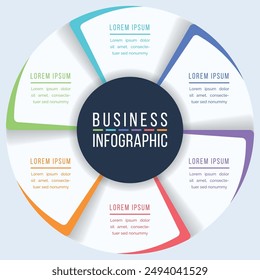 6 Steps Circle Infographic design 6 steps, objects, elements or options infographic business template