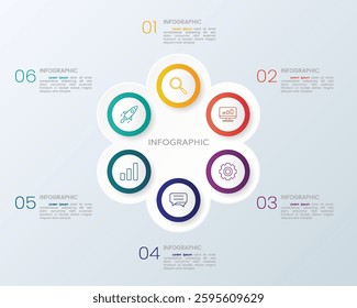 6 Steps of Circular Presentation Infographic