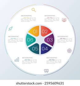 6 Steps of Circular Presentation Infographic