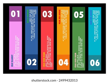 6 steps corporate web background in minimalist style with numbers and text for information and steps