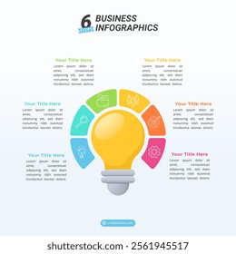 6 Steps Creativity Infographic on a 1:1 Layout for Business Presentation, Poster, Banner and Booklet.