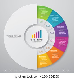 6 Steps Cycle Chart Infographics Elements. EPS 10.	