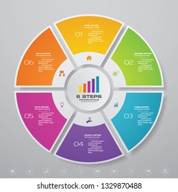 6 steps cycle chart infographics elements. EPS 10.