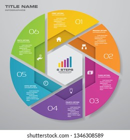 6 steps cycle chart infographics elements for data presentation. EPS 10.	