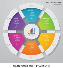 6 steps cycle chart infographics elements for data presentation. EPS 10.	