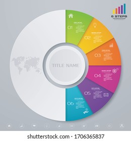 6 steps cycle chart infographics elements for data presentation. EPS 10.	