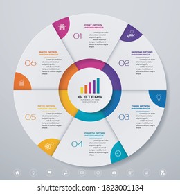 6 steps cycle chart infographics elements for data presentation. EPS 10.	