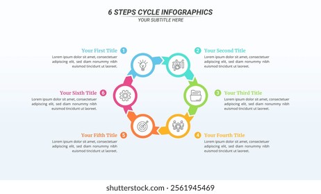 6 Steps Cycle Infographic on a 16:9 Layout for Business Presentation, Poster, Banner and Booklet.