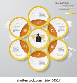 6 Steps Design clean number banners template/graphic or website layout. Vector.