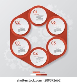 6 steps diagram for your design.Design clean template/graphic or website layout. 
