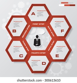 6 steps diagram for your design.Design clean template/graphic or website layout.
