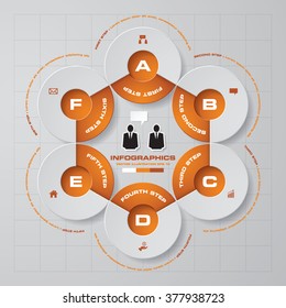 6 steps diagram for your design.Design clean template/graphic or website layout.