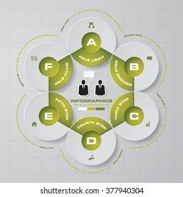 6 steps diagram for your design.Design clean template/graphic or website layout.