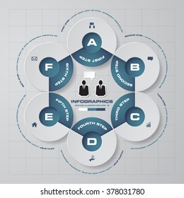 6 steps diagram for your design.Design clean template/graphic or website layout.