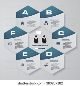 6 steps diagram for your design.Design clean template/graphic or website layout.