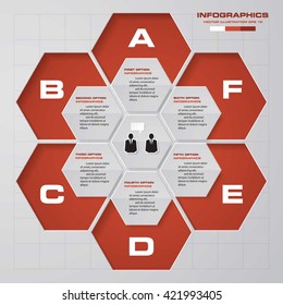 6 steps diagram for your design.Design clean template/graphic or website layout.
