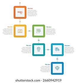 Elemento de infografía cuadrada plana de 6 pasos. Diseño moderno y limpio para presentaciones, informes y Web