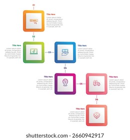 Elemento Infográfico De Quadrado De Gradiente De 6 Passos. Design moderno e limpo para apresentações, relatórios e Web