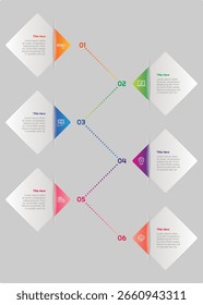 Elemento de infografía cuadrada degradada de 6 pasos. Diseño moderno y limpio para presentaciones, informes y Web