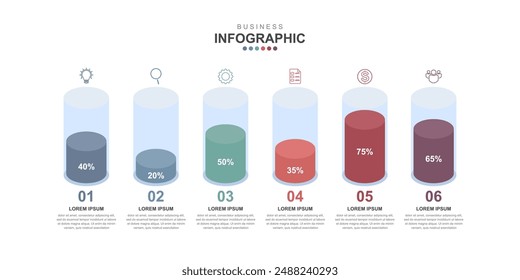 6 steps infographic business concept design template vector