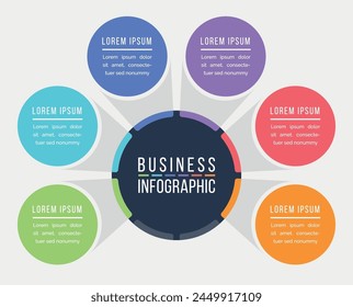 6 Steps Infographic business design 6 objects, elements or options infographic template for business information