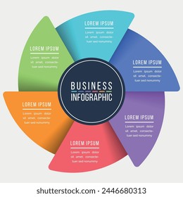 6 Steps Infographic business information 6 Steps, objects, elements or options infographics design template