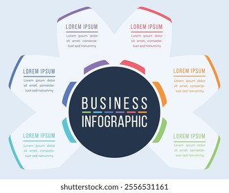 6 Steps Infographic circle design 6 steps, objects, elements or Options infographic business information template