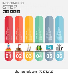 6 Steps Infographic Design Elements for Your Business Vector Illustration. pastel color of 6 options graphic design template.