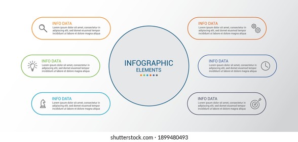  6 Steps Infographic Design Template With Icons. Infographic. Business Data Visualization.Process Diagram, Workflow, Flow Chart.	