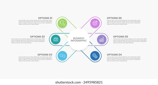 6 Steps infographic design template to success. Cycle, Diagram, Annual report, Banner, Business presentation and Organization. Vector illustration.