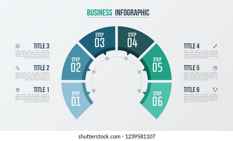 6 steps infographic element, options, parts, processes, work flow. Business presentation template vector.