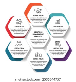 Plantilla de diseño de diagrama de flujo de infografía de 6 pasos