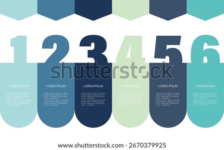 6 steps infographic layout with space for your data.