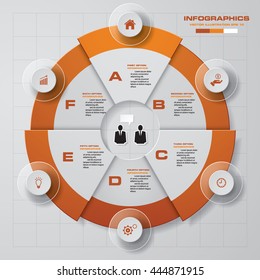 6 steps Infographic report template layout. Vector illustration EPS 10.