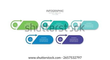 6 steps infographic template with 5 options. Flowchart that can be used for business report, data visualization and presentation. Timeline infographic elements vector illustration.