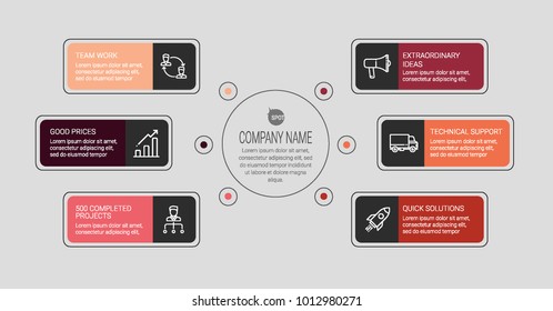 6 steps infographic template. Business concept infographic can be used for workflow layout, diagram, number options, progress, timeline