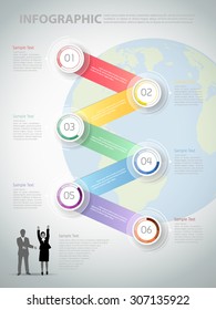 6 steps infographic template. can be used for work flow layout, diagram, number options