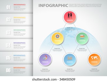 6 steps infographic template. can be used for workflow layout, diagram, number options, progress, timeline