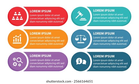 6 steps infographic template with 6 options. Flowchart that can be used for business report, data visualization and presentation. Timeline infographic elements vector illustration.