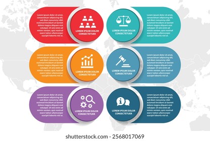 6 steps infographic template with 6 options. Flowchart that can be used for business report, data visualization and presentation. Timeline infographic elements vector illustration.