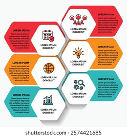 6 steps infographic template with 6 options. Flowchart that can be used for business report, data visualization and presentation. Timeline infographic elements vector illustration.
