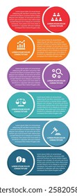 6 steps infographic template with 6 options. Flowchart that can be used for business report, data visualization and presentation. Timeline infographic elements vector illustration.