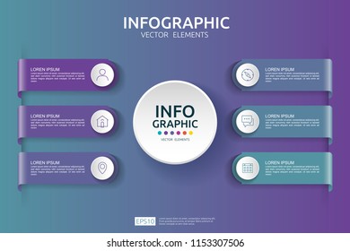6 steps infographic. timeline design template with 3D paper label. Business concept with options. For content, diagram, flowchart, steps, parts, workflow layout, chart