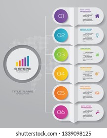 6 steps infographics chart design element. For data presentation. EPS 10.