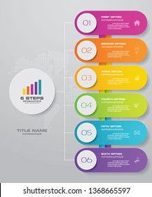 6 steps infographics chart design element. For data presentation.