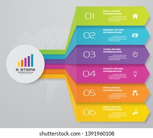 6 steps infographics chart design element. For data presentation.
